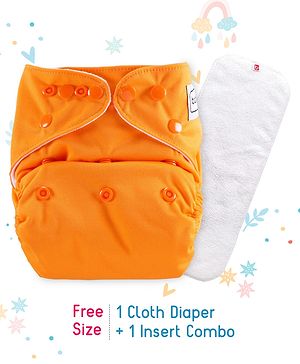 Babyhug Free Size Reusable Cloth Nappies With Insert - Orange