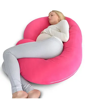 Get It 100% Cotton C Shape maternity Pillow Removable Cover with Zip - Pink