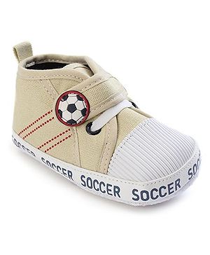 Cute Walk Booties Football Motif - White Cream