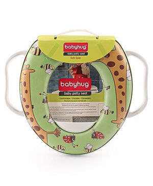 Babyhug Potty Seat With Handle Animal Print - Green