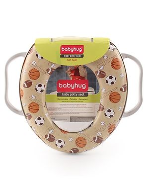 Babyhug Potty Seat With Handle Football Print - Light Brown