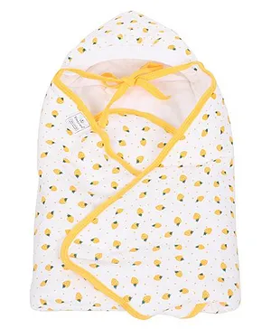 Tinycare Hooded Wrappper Strawberry Print - Yellow