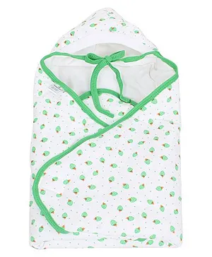 Tinycare Hooded Wrappper Strawberry Print - Green