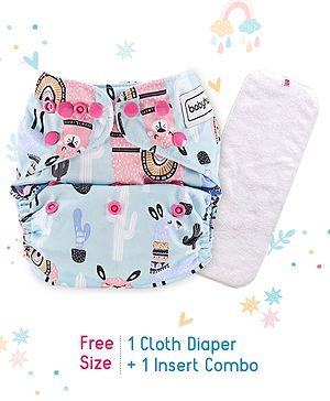 Babyhug Free Size Reusable Cloth Nappies With Insert Desert Animal Print - Blue