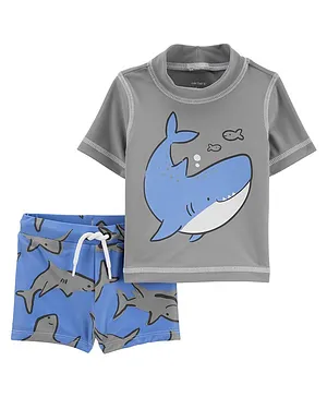 Carter's Shark Rashguard Set - Blue