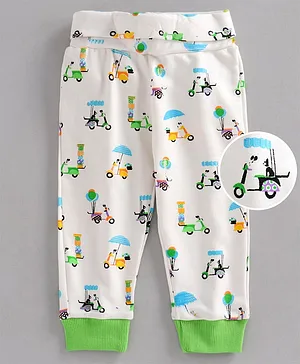 Little Darling Full Length Lounge Pant Scooter Print - White Green