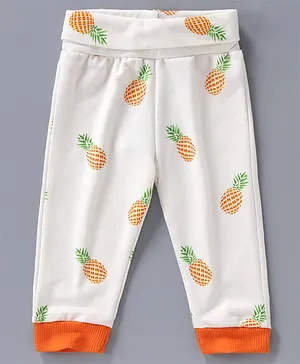Little Darling Full Length Lounge Pant Pineapple Print - White Orange