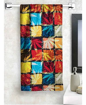 Athom Trendz Cotton Leaf Printed Bath Towel - Multicolor