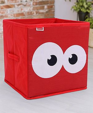 Babyhug Storage Bin Cartoon Eyes Print - Red - L 30.5 x B 29.5 x H 31 cm Red