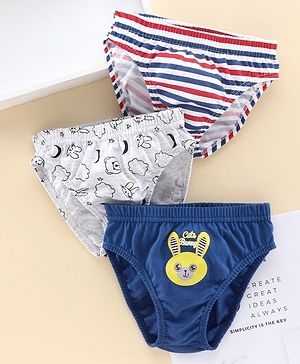 Babyhug 100% Cotton Briefs Pack of 3 - Blue Grey