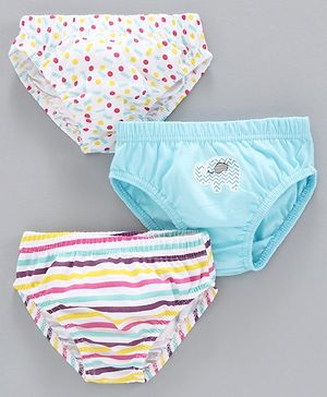 Babyhug 100% Cotton Brief Polka Dot Print Pack of 3 - White Blue