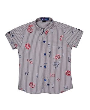 Knotty Kids Half Sleeves Striped Shirt - Grey