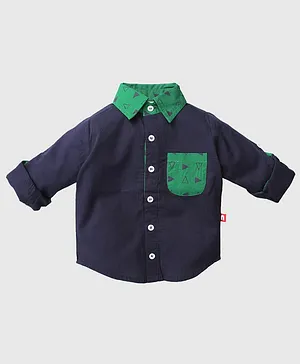 Nino Bambino Pocket Print Full Sleeves Shirt - Blue