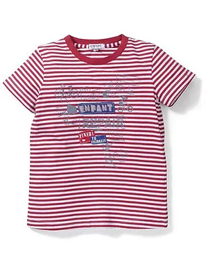 Enfant Stripe Print T-Shirt - Red