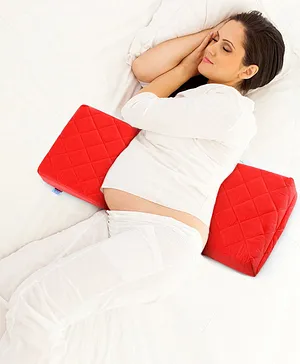 Babyhug Cotton Double Wedge Maternity Pillow  with Quilted Cover - Red