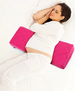 Babyhug Cotton Double Wedge Maternity Pillow with Quilted Cover - Pink