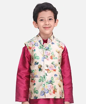 Lilpicks Couture Sleeveless Floral Print Nehru Jacket - Multi Colour