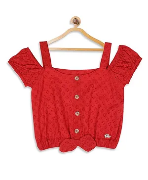 Elle Kids Embroidered Short Sleeves Top - Red