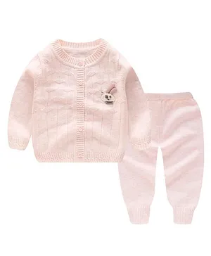 Kookie Kids Full Sleeves Winter Wear Sweater Set - Pink