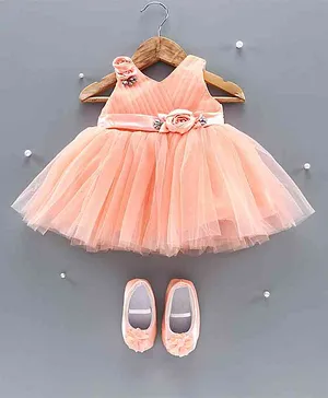 Bluebell Sleeveless Party Wear Frock with Bellies - Peach