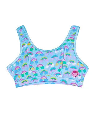 D'chica Rainbow Print Non Padded Non Wired Bra - Blue