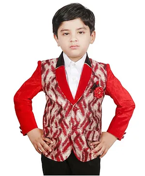SG Yuvraj Full Sleeves Self Design Blazer - Red