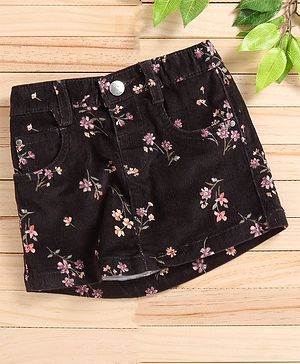 Babyhug Floral Print Mid Thigh Length Skirt - Olive Green