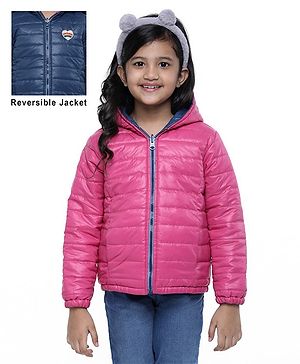 Pine Kids Full Sleeves Reversible Quilted Jacket - Blue Pink