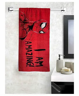 Athom Trendz Marvel Spiderman 100% Cotton Kids Bath Towel - Red