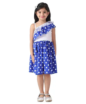 Samsara Couture Sleeveless Polka Dot Print Dress - Blue
