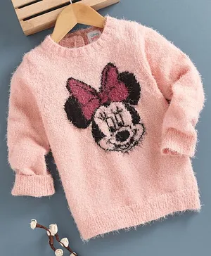 Fox Baby Full Sleeves Winter Wear T-Shirt Minnie Mouse Print - Light Pink