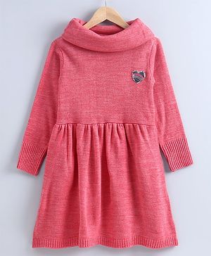 Pine Kids Full Sleeves Skivi Woolen Dress - Red