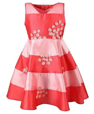 A Little Fable Flower Embellished Fit & Flare Sleeveless Dress - Pink