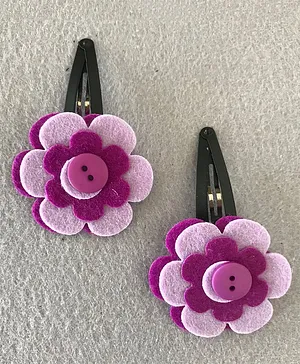 Kalacaree Floral Set Of Two Hair Clips - Purple