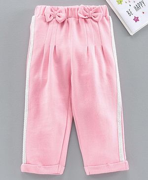 Babyhug Full Length Track Pant Bow Detail - Pink