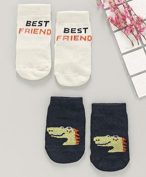 Cute Walk by Babyhug Ankle Length Anti Bacterial Socks Pack of 2 - Navy & Grey