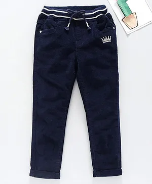 Babyhug Full Length Corduroy Pants - Navy Blue