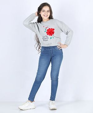 Pine Kids Full Sleeves Bio-washed Sweatshirt I'm My Favourite Person Print - Grey