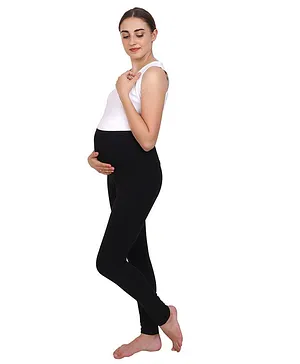 Mommy Fash'n Solid Colour Full Length Organic Cotton Maternity Leggings - Black