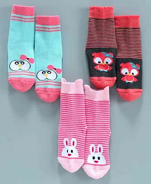 Bonjour  Ankle Length Socks Pack of 3 - Pink Blue