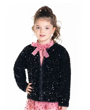 Cherry Crumble By Nitt Hyman Full Sleeves Sequin Detailing Jacket - Black
