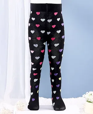 Mustang Footed Tights Heart Design - Black