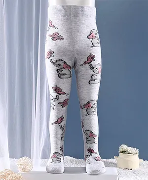 Mustang Footed Tights Elephant Design - Grey