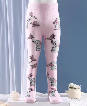 Mustang Footed Tights Elephant Design - Pink