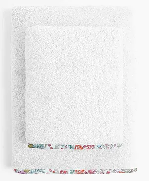The Baby Atelier 100% Organic Coloured Floral Towel Set - White
