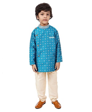 Babyhug Full Sleeves Kurta & Pajama Set - Blue