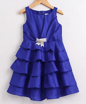 PinkCow Sleeveless Solid Colour Layered Dress - Blue