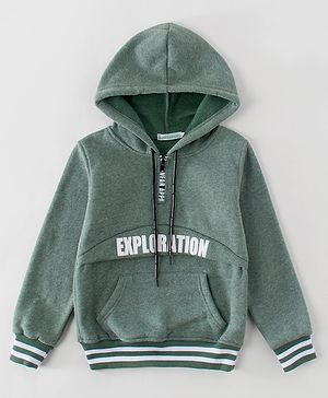 Kookie Kids Full Sleeves Hooded Sweatshirt Exploration Print - Green