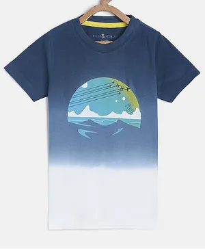 Tales & Stories Half Sleeves  Printed T-shirt - Navy Blue