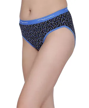 Fashiol Seamless Stretchable Soft Cotton Panties With Flower Pattern Print - Blue